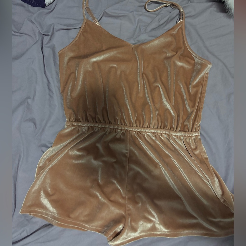 Peach Velvet Romper